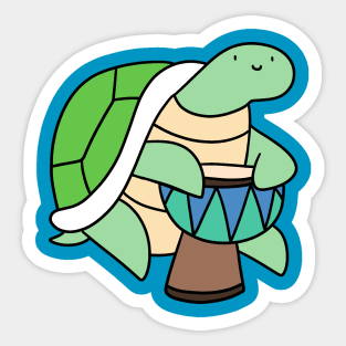 Turtle Playing Djembe Sticker